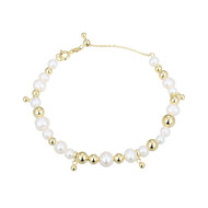 Weiße Süßwasserzuchtperlen-Silberarmband (Adela Silber)