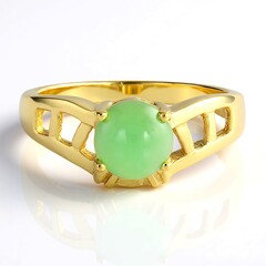 Anello placcato in oro con Crisoprasio Imperiale