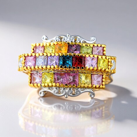 Anello in argento con Zaffiro Rosso (Gems en Vogue)