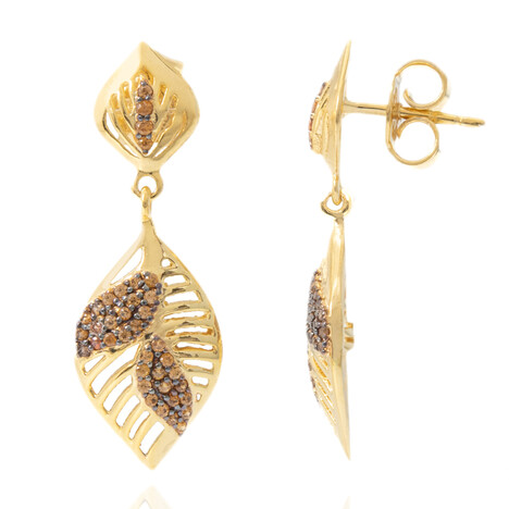 Champagner-Zirkon-Silberohrringe