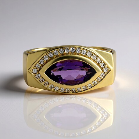 Anello in oro con Ametista Uruguay (de Melo Gold)