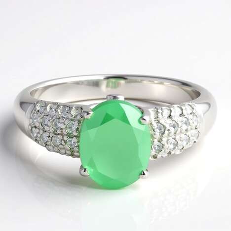 Bague en argent et Calcédoine verte