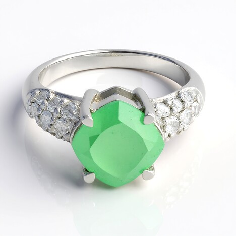 Bague en argent et Calcédoine verte