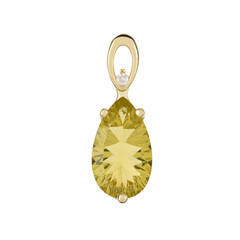 Pendentif en or et Citrine jaune citron