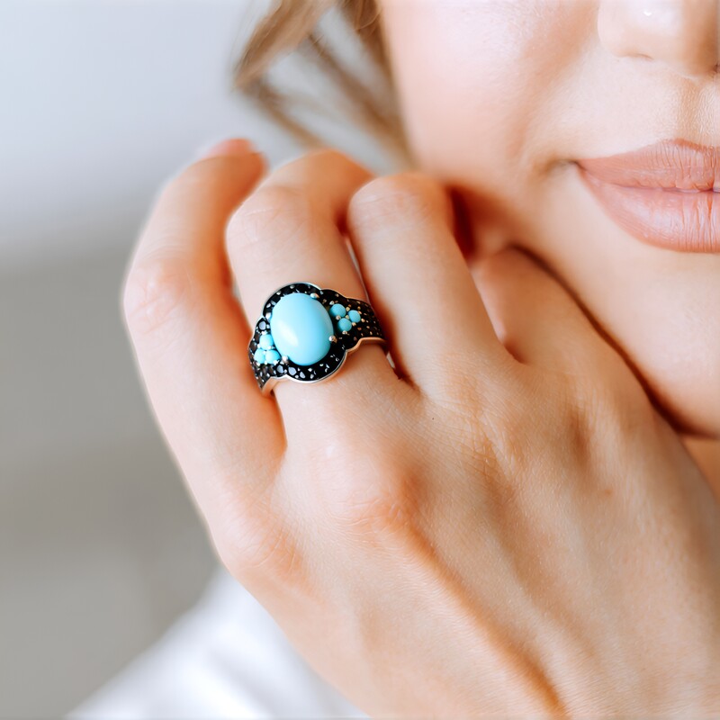 Anillo en plata con Turquesa bella durmiente (Faszination Türkis)