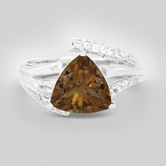 Anello in argento con Quarzo Cognac