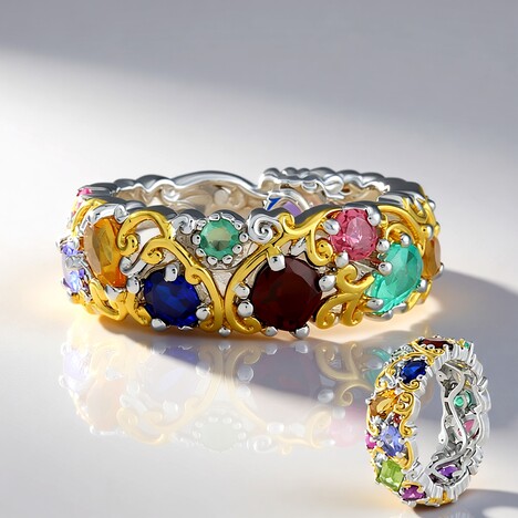 Anello in argento con Granato Rosso (Gems en Vogue)