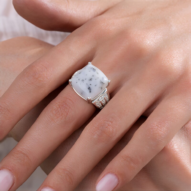 Dendritic Agate Silver Ring