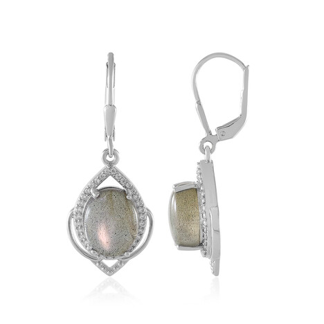 Pinkfarbener Maniry-Labradorit-Silberohrringe