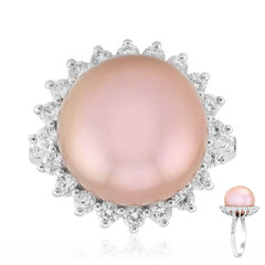 Zilveren ring met een paarse Ming parel
