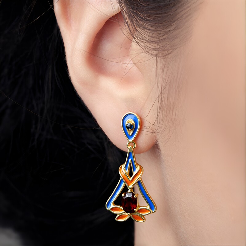 Orecchini in argento con Granato Mozambico