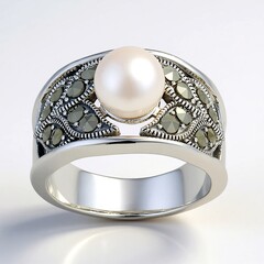 Anello in argento con Perla d'Acqua Dolce Bianca