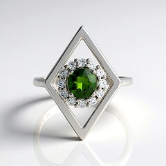 Anello in argento con Diopside Russo