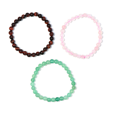 3er Set Edelstein-Armbänder