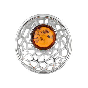 Pendentif en argent et Ambre baltique couleur cognac (dagen)