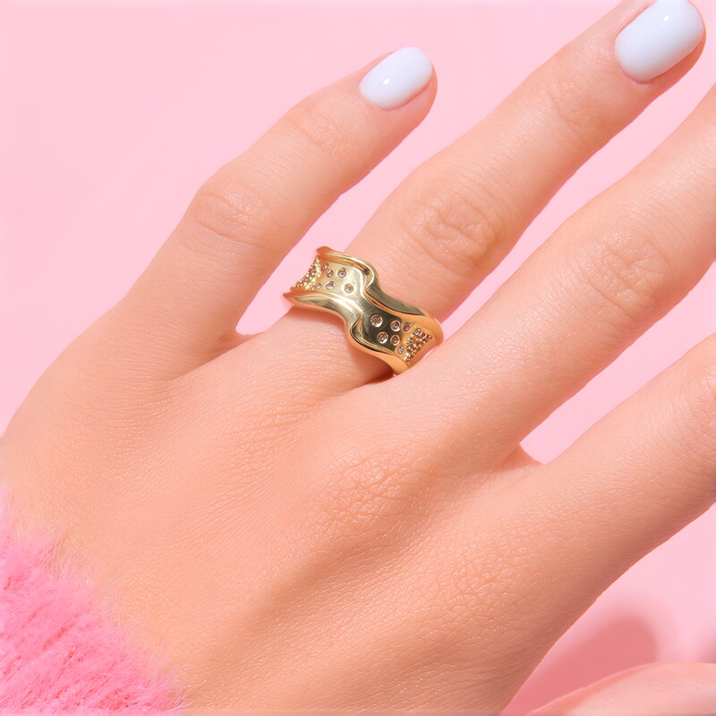 I2 Champagner-Diamant-Goldring (de Melo Gold)