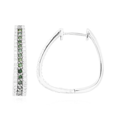 Grüner Diamant-Silberohrringe