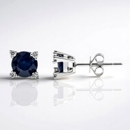Pendientes en oro con Zafiro azul Ceylon