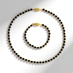 Parure en argent et Spinelle noir (Riya)