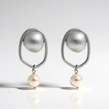 Pendientes en plata con Perla blanca Freshwater (Joias do Paraíso)
