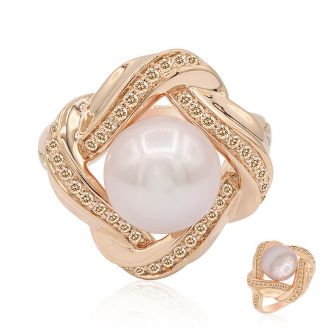 Anillo en oro con Perla Ming rosa (TPC)