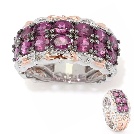 Zilveren ring met magenta granaten (Gems en Vogue)