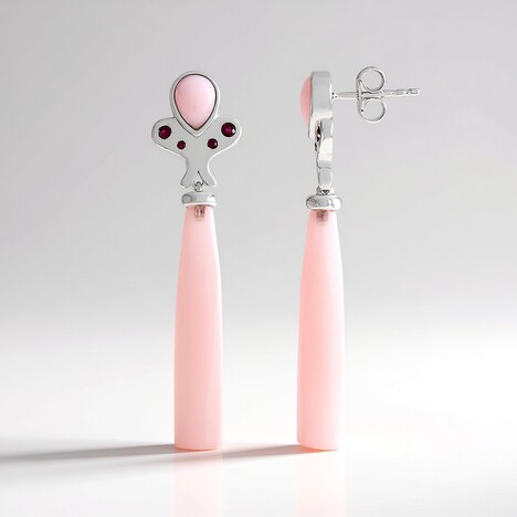 Orecchini in argento con Calcedonio Rosa (KM by Juwelo)