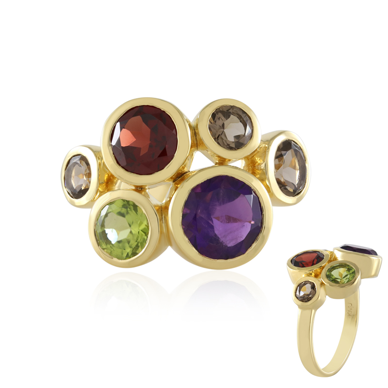 Anello in argento sterling 925 con ametista naturale e granato tsavorite da 8 x 6 mm, misura 8 1/2 - Italia