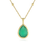 Zilveren halsketting met een Groene onyx (Adela Silber)