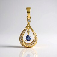 Ciondolo in argento con Zaffiro Ceylon Blu