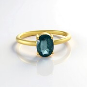 Anello in argento con Cianite Blu Foglia di Tè