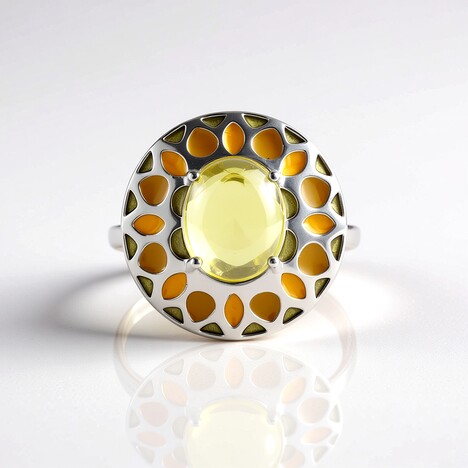Anello in argento con Quarzo Limone (SAELOCANA)