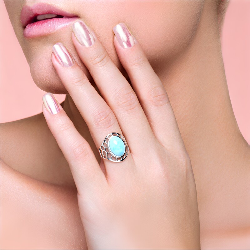 Anillo en plata con Larimar (MONOSONO COLLECTION)