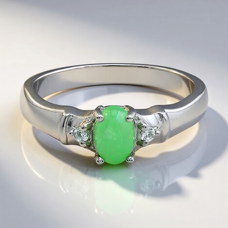 Anello in argento con Crisoprasio Imperiale