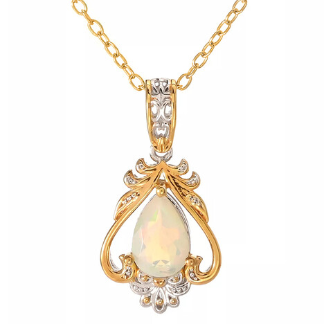 Zilveren halsketting met een Welo-opaal (Gems en Vogue)