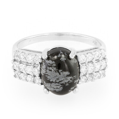 Bague en argent et Obsidienne Flocon-de-Neige