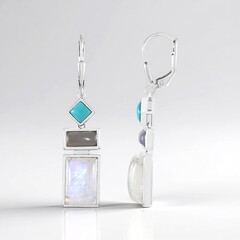 Orecchini in argento con Pietra di Luna Blu