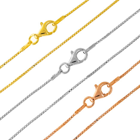 Silber-Veneziakettenset, 45 cm, Sterling Silber, rhodiniert, rosévergoldet, vergoldet