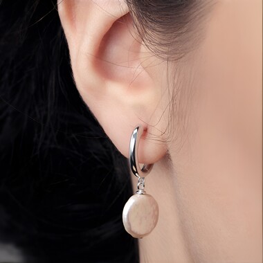 Boucles d'oreilles en argent et Perle de culture d'eau douce