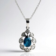 Collier en argent et Topaze bleu de Londres