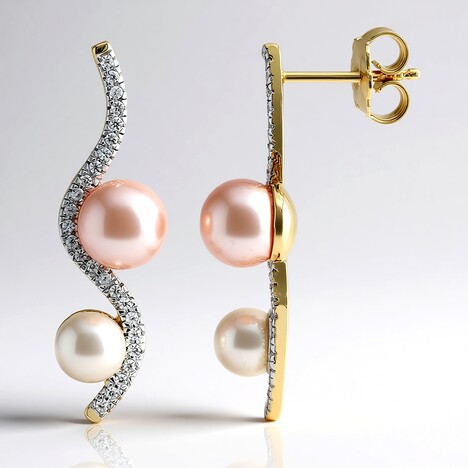 Orecchini in argento con Perla Ming Porpora (TPC)