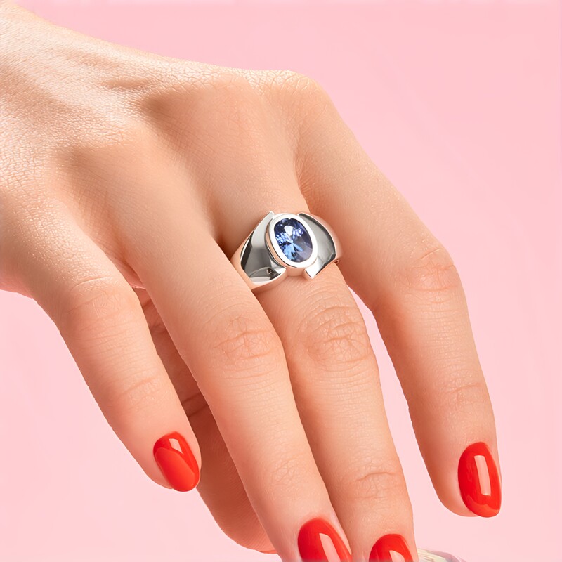 Nicht erhitzter Tansanit-Silberring (Pallanova)