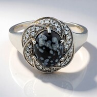 Anillo en plata con Obsidiana Copo de Nieve