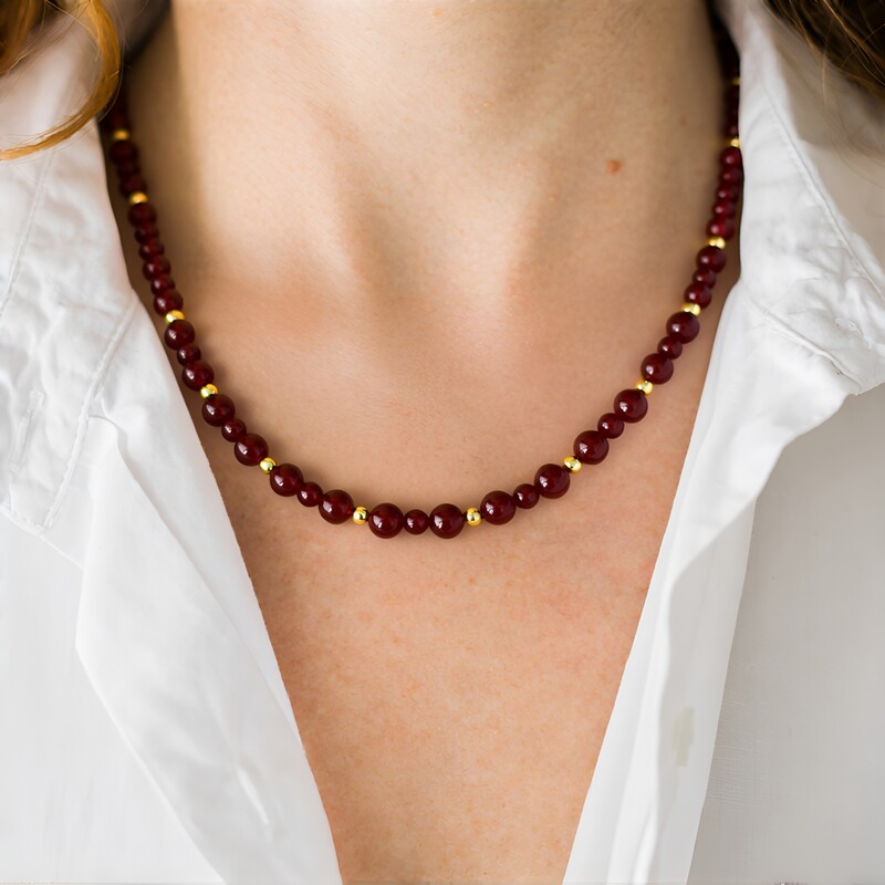 Collar en plata con Ónix rojo