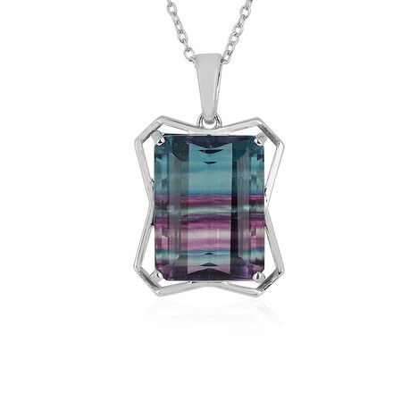 Collier en argent et Fluorite multicolore