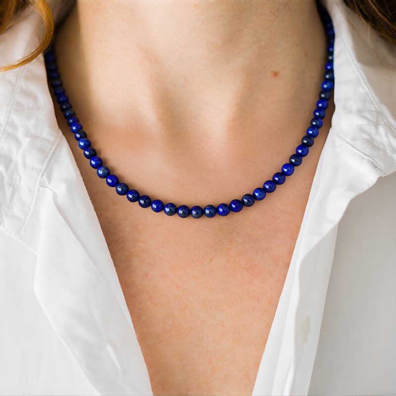 Lapislazuli-Silberhalskette
