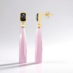 Orecchini in argento con Calcedonio Lavanda (KM by Juwelo)