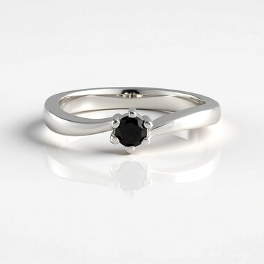 Black Diamond Silver Ring