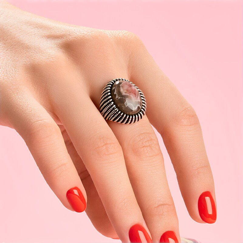 Anillo en plata con Rodocrosita (Jones Lee)