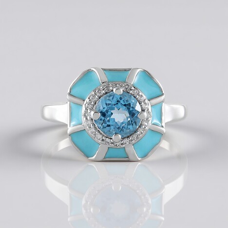 Anello in argento con Topazio Blu Svizzero